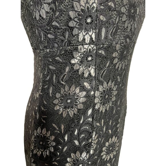 Enfocus Black Silver Maxi Size 8 Floral Lace Sheath Party Evening Goth - Picture 16 of 16